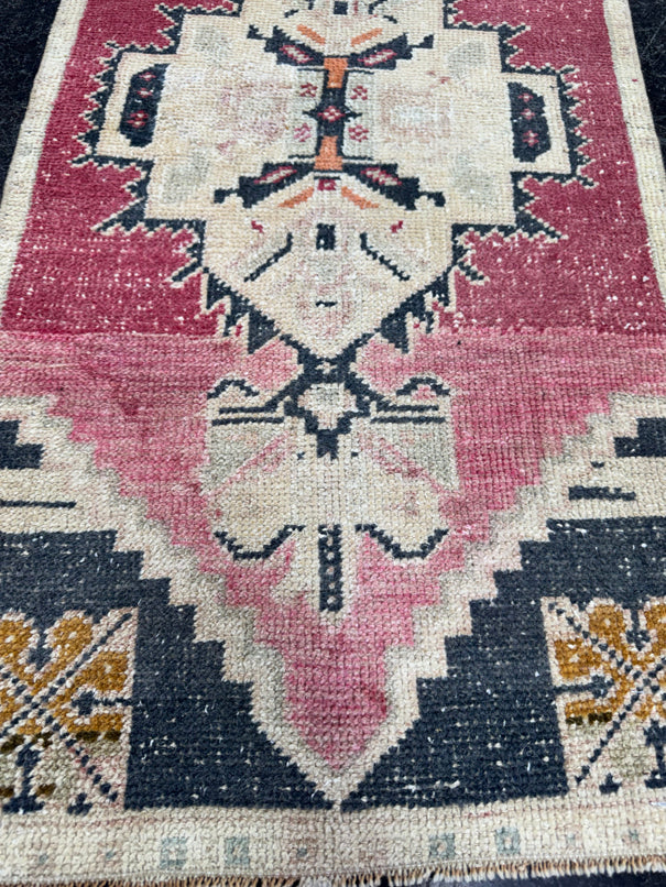 Turkish Mini Rug Oriental Hand Knotted Vintage Rug  1'9'' x  3'3'' #12083