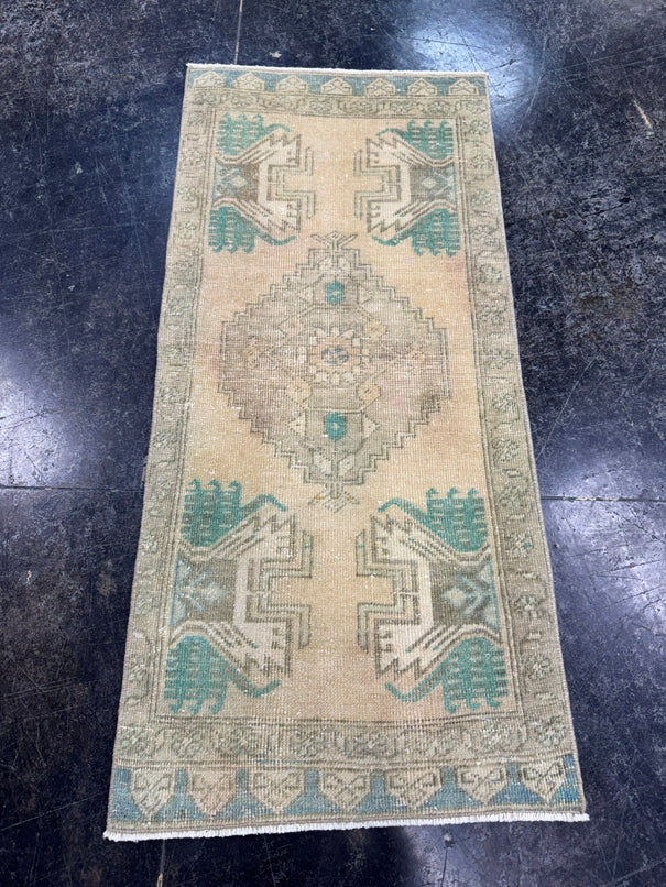 Turkish Mini Rug Oriental Hand Knotted Vintage Rug  1'6'' x  3'4'' #12076
