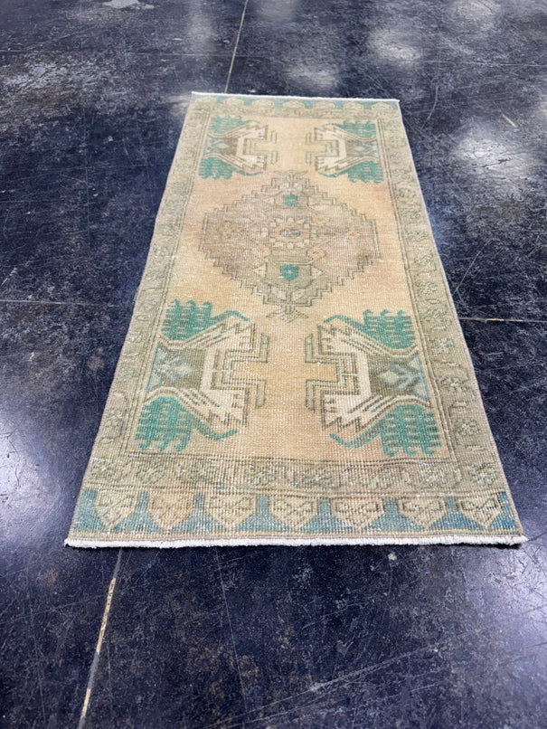 Turkish Mini Rug Oriental Hand Knotted Vintage Rug  1'6'' x  3'4'' #12076
