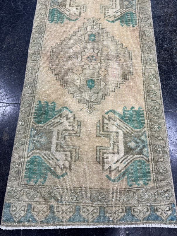 Turkish Mini Rug Oriental Hand Knotted Vintage Rug  1'6'' x  3'4'' #12076