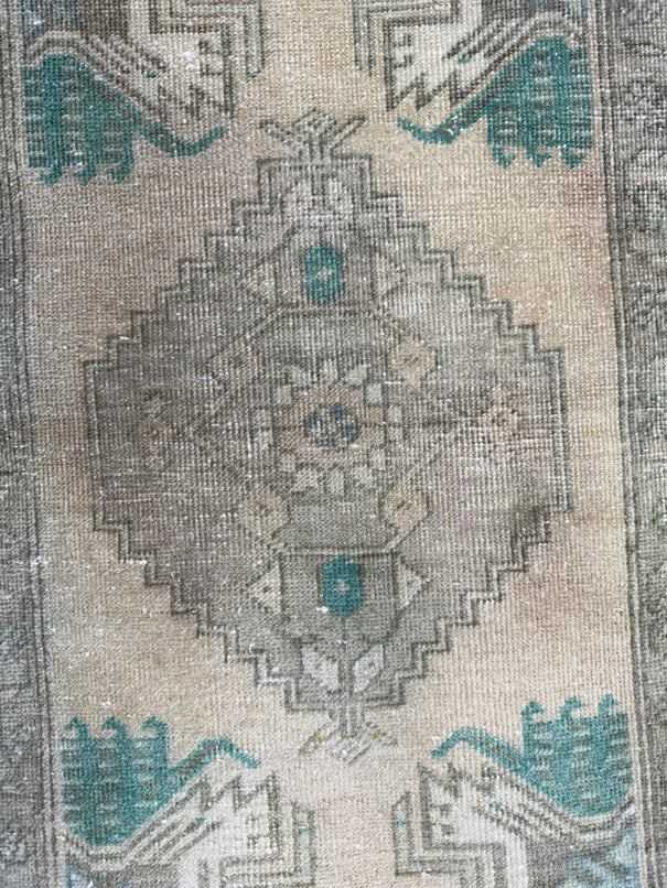 Turkish Mini Rug Oriental Hand Knotted Vintage Rug  1'6'' x  3'4'' #12076