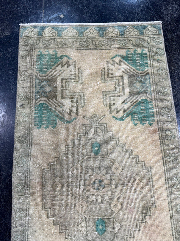 Turkish Mini Rug Oriental Hand Knotted Vintage Rug  1'6'' x  3'4'' #12076