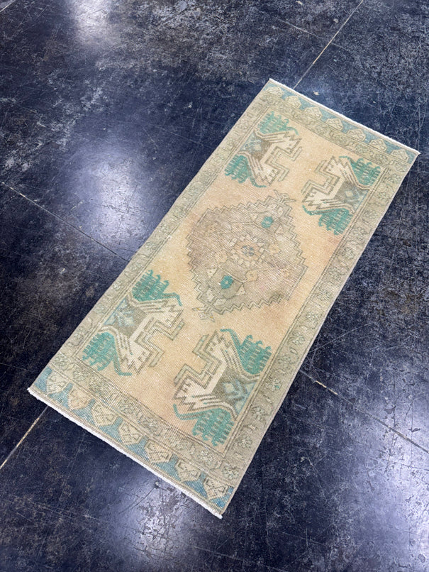 Turkish Mini Rug Oriental Hand Knotted Vintage Rug  1'6'' x  3'4'' #12076