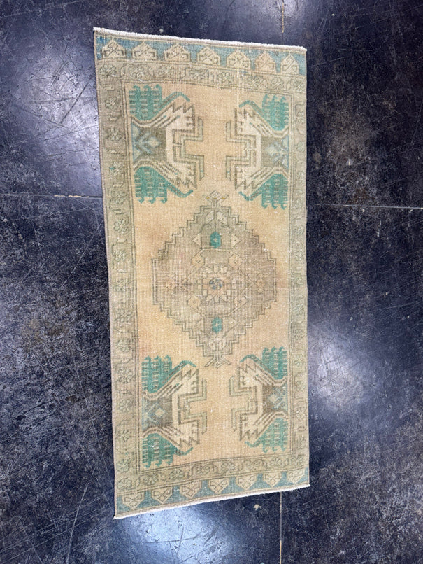 Turkish Mini Rug Oriental Hand Knotted Vintage Rug  1'6'' x  3'4'' #12076