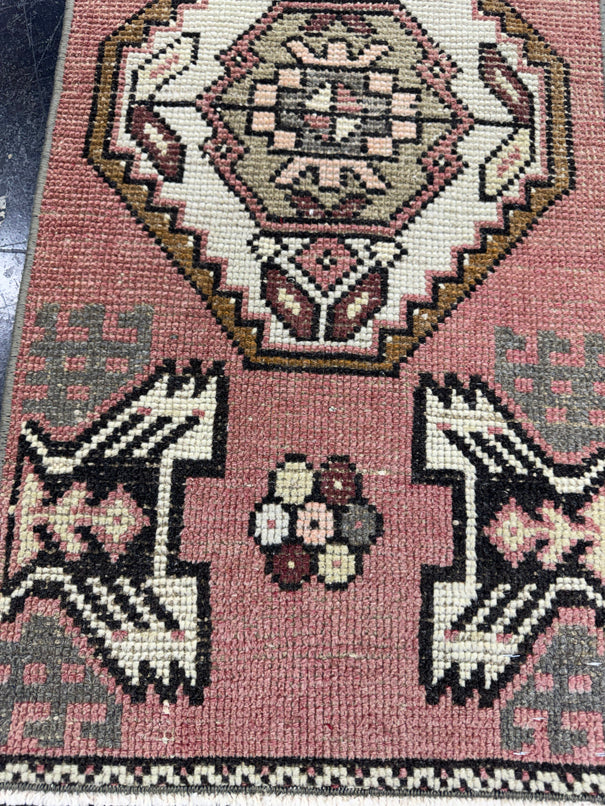 Turkish Mini Rug Oriental Hand Knotted Vintage Rug  1'6'' x  3'2'' #12077