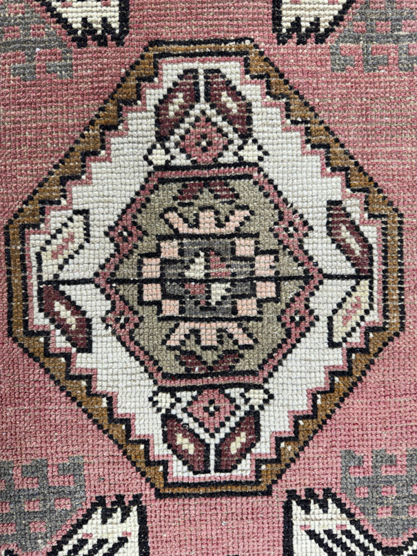 Turkish Mini Rug Oriental Hand Knotted Vintage Rug  1'6'' x  3'2'' #12077