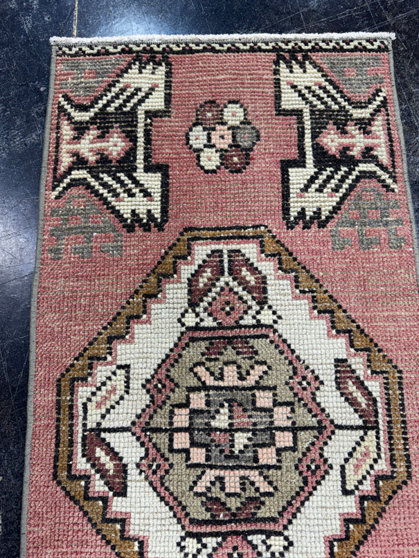 Turkish Mini Rug Oriental Hand Knotted Vintage Rug  1'6'' x  3'2'' #12077