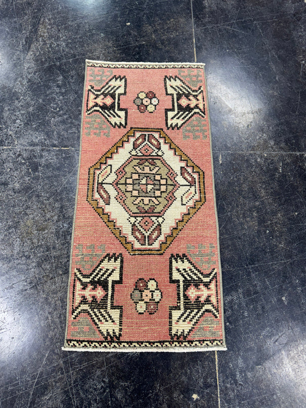 Turkish Mini Rug Oriental Hand Knotted Vintage Rug  1'6'' x  3'2'' #12077