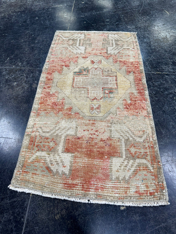Turkish Mini Rug Oriental Hand Knotted Vintage Rug  1'6'' x  2'10'' #12079