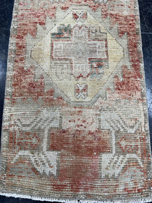 Turkish Mini Rug Oriental Hand Knotted Vintage Rug  1'6'' x  2'10'' #12079