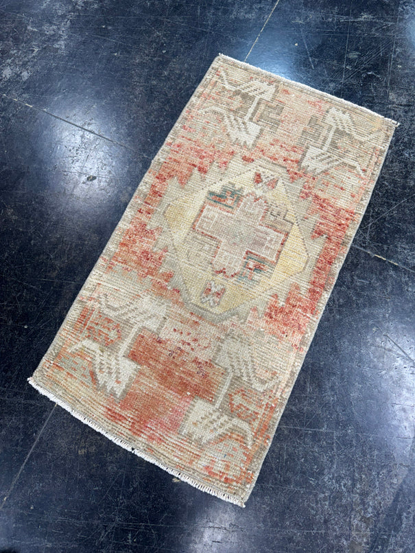 Turkish Mini Rug Oriental Hand Knotted Vintage Rug  1'6'' x  2'10'' #12079