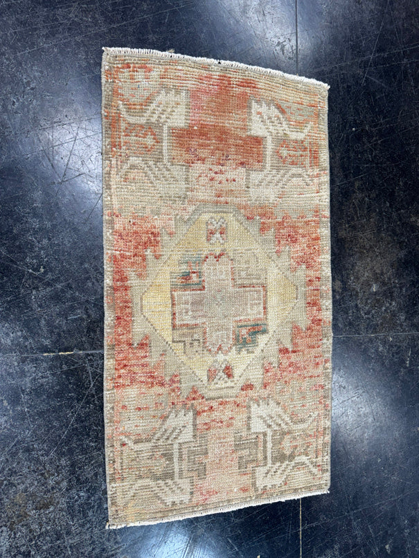 Turkish Mini Rug Oriental Hand Knotted Vintage Rug  1'6'' x  2'10'' #12079