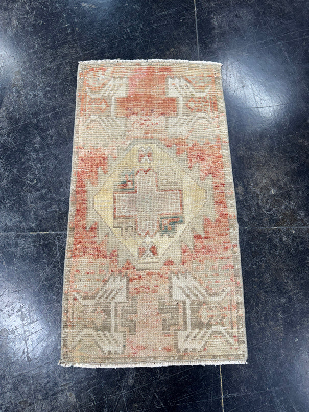 Turkish Mini Rug Oriental Hand Knotted Vintage Rug  1'6'' x  2'10'' #12079