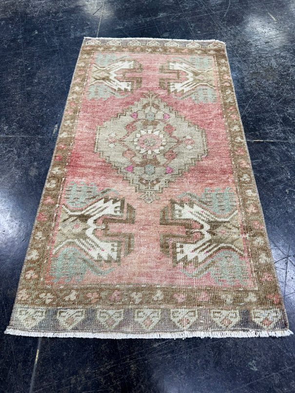 Turkish Mini Rug Oriental Hand Knotted Vintage Rug  1'7'' x  2'11'' #12080