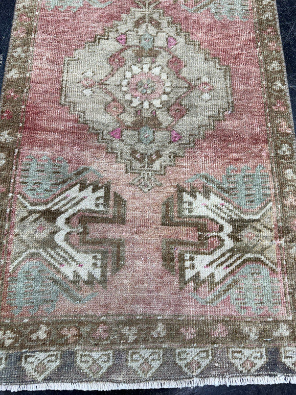 Turkish Mini Rug Oriental Hand Knotted Vintage Rug  1'7'' x  2'11'' #12080