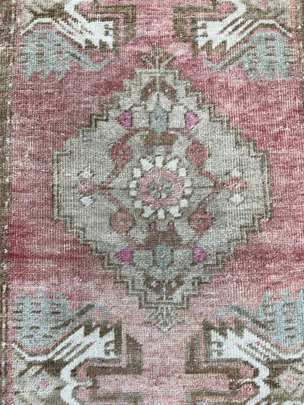 Turkish Mini Rug Oriental Hand Knotted Vintage Rug  1'7'' x  2'11'' #12080