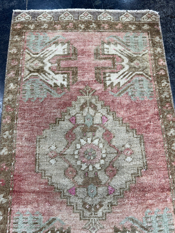 Turkish Mini Rug Oriental Hand Knotted Vintage Rug  1'7'' x  2'11'' #12080
