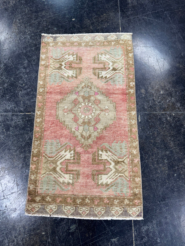 Turkish Mini Rug Oriental Hand Knotted Vintage Rug  1'7'' x  2'11'' #12080