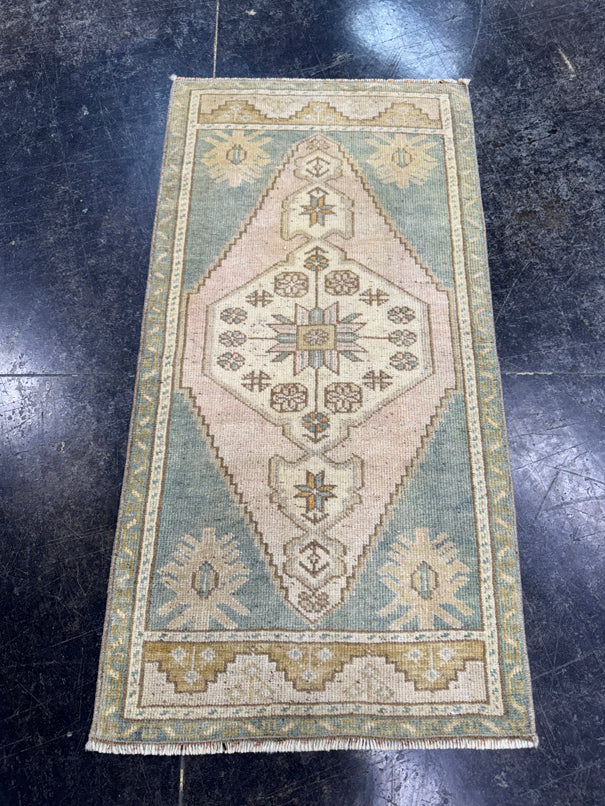 Turkish Mini Rug Oriental Hand Knotted Vintage Rug  1'8'' x  3'3'' #12081