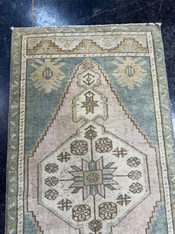 Turkish Mini Rug Oriental Hand Knotted Vintage Rug  1'8'' x  3'3'' #12081