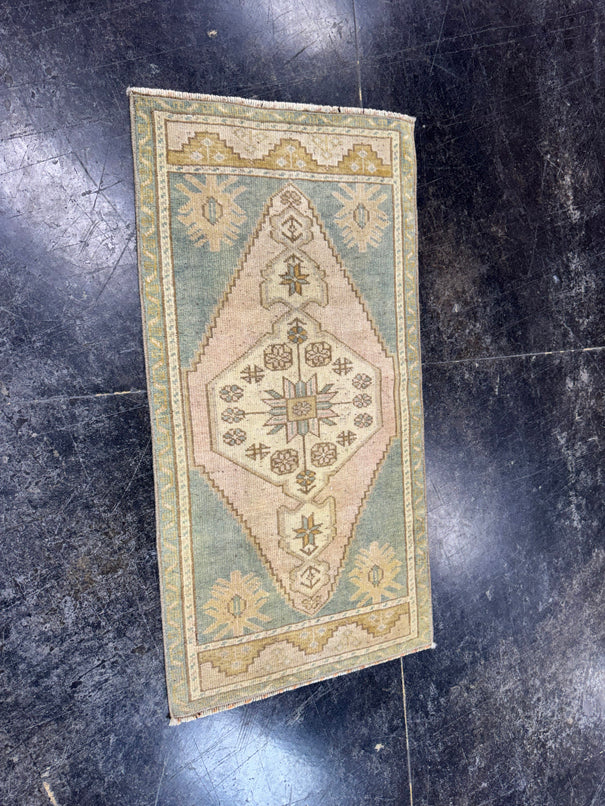 Turkish Mini Rug Oriental Hand Knotted Vintage Rug  1'8'' x  3'3'' #12081