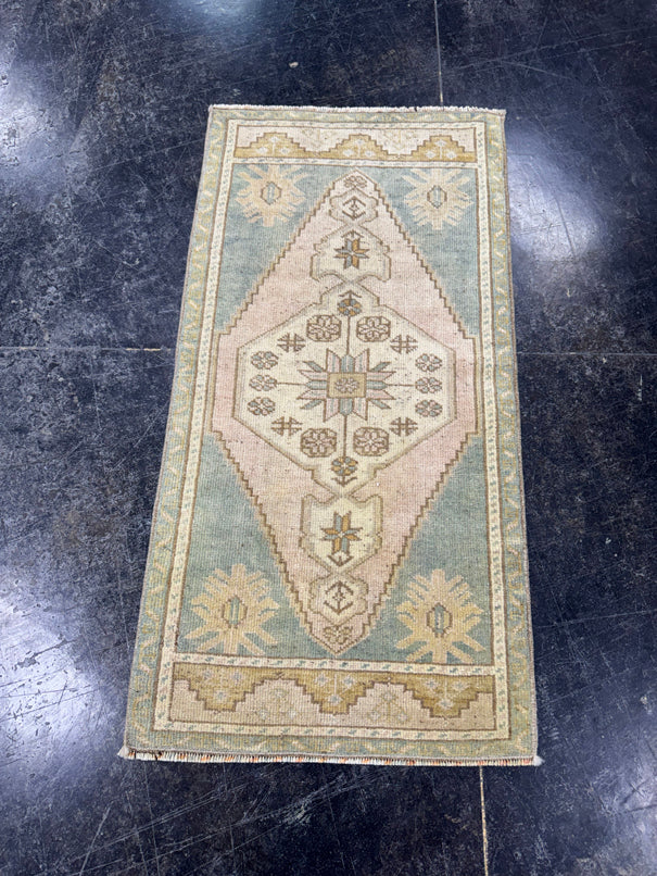 Turkish Mini Rug Oriental Hand Knotted Vintage Rug  1'8'' x  3'3'' #12081