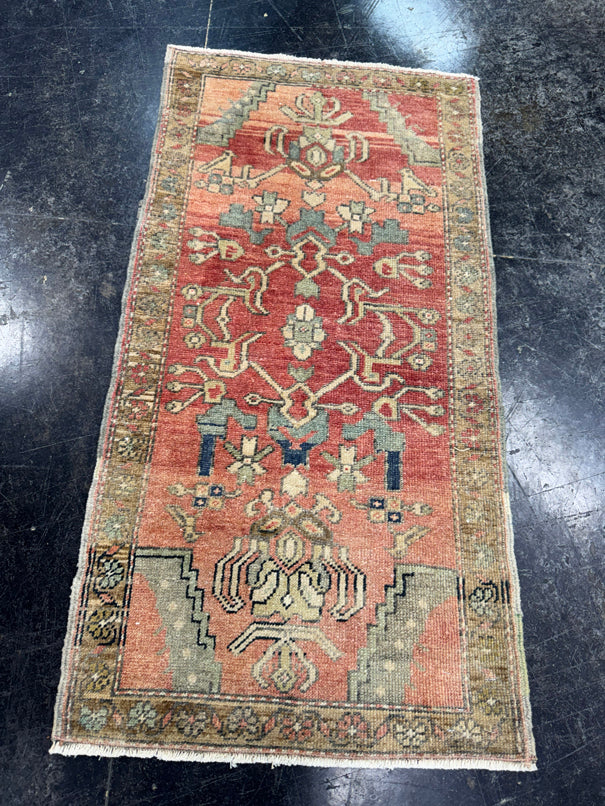 Turkish Mini Rug Oriental Hand Knotted Vintage Rug  1'9'' x  3'3'' #12073