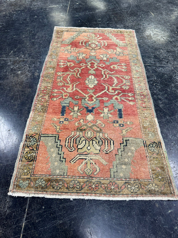 Turkish Mini Rug Oriental Hand Knotted Vintage Rug  1'9'' x  3'3'' #12073