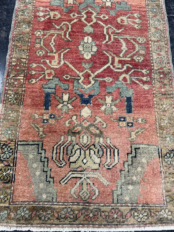Turkish Mini Rug Oriental Hand Knotted Vintage Rug  1'9'' x  3'3'' #12073