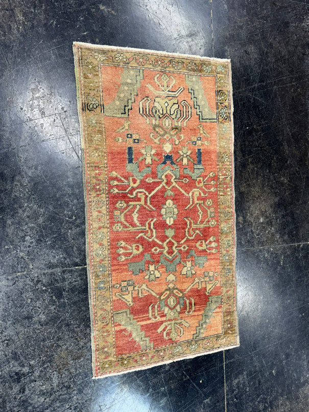 Turkish Mini Rug Oriental Hand Knotted Vintage Rug  1'9'' x  3'3'' #12073