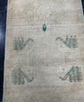 Turkish Mini Rug Oriental Hand Knotted Vintage Rug  1'8'' x  3'6'' #12074