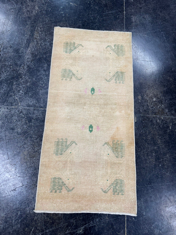 Turkish Mini Rug Oriental Hand Knotted Vintage Rug  1'8'' x  3'6'' #12074