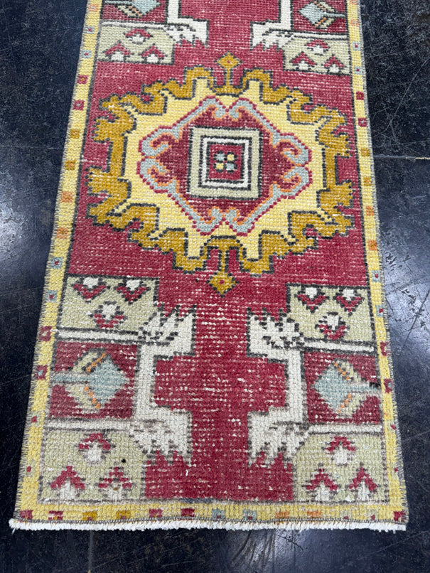 Turkish Mini Rug Oriental Hand Knotted Vintage Rug  1'6'' x  2'11'' #12072