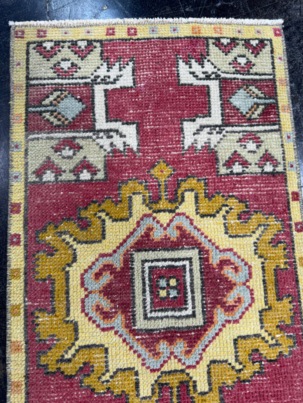 Turkish Mini Rug Oriental Hand Knotted Vintage Rug  1'6'' x  2'11'' #12072