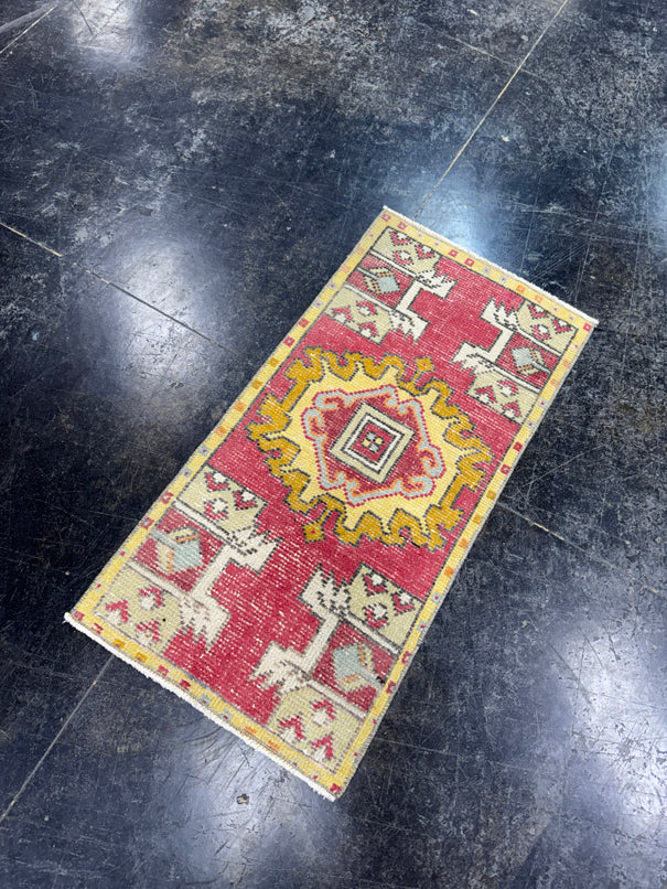 Turkish Mini Rug Oriental Hand Knotted Vintage Rug  1'6'' x  2'11'' #12072