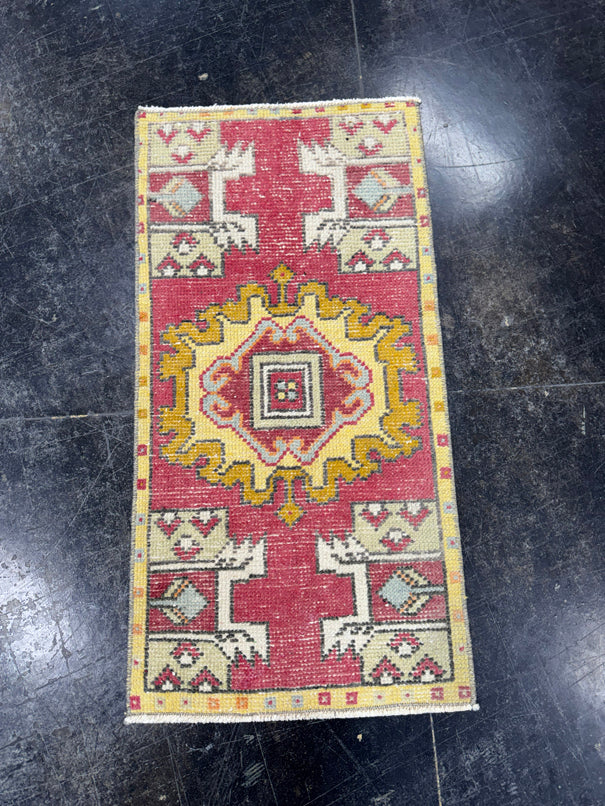 Turkish Mini Rug Oriental Hand Knotted Vintage Rug  1'6'' x  2'11'' #12072