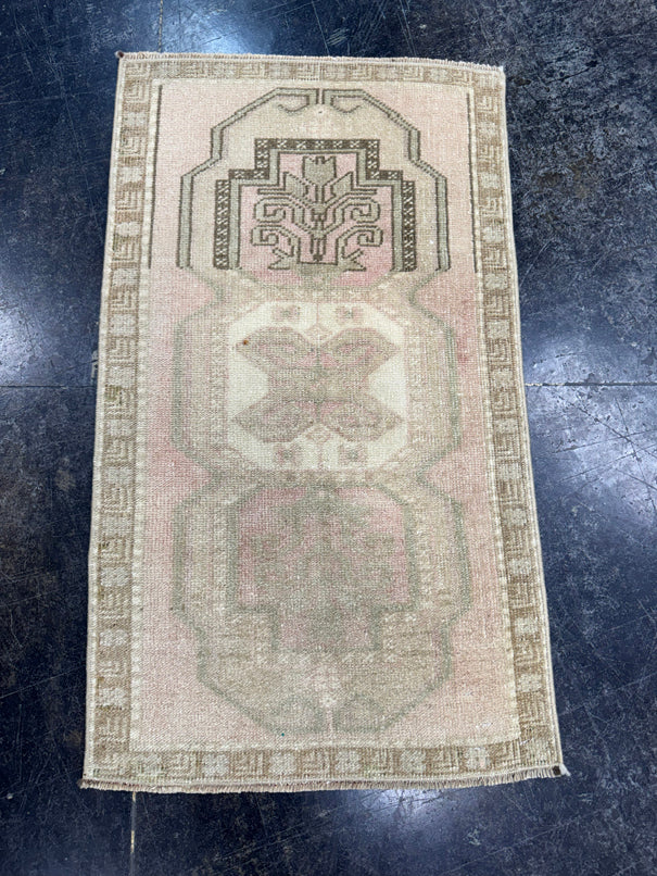Turkish Mini Rug Oriental Hand Knotted Vintage Rug  1'8'' x  2'10'' #12070
