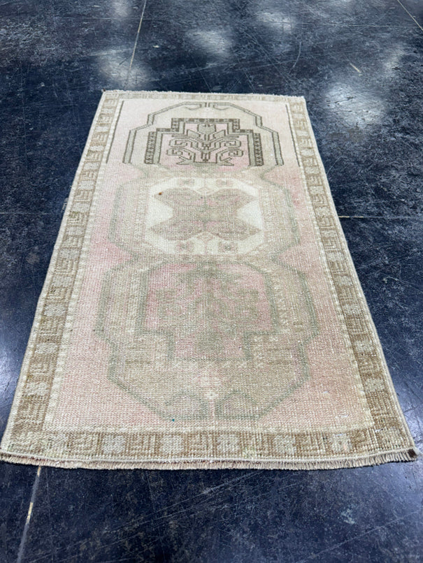 Turkish Mini Rug Oriental Hand Knotted Vintage Rug  1'8'' x  2'10'' #12070