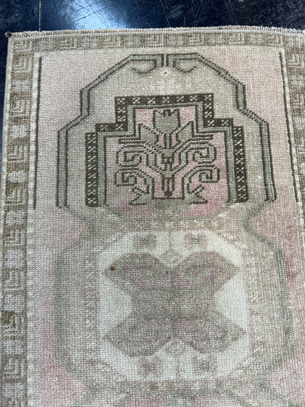 Turkish Mini Rug Oriental Hand Knotted Vintage Rug  1'8'' x  2'10'' #12070