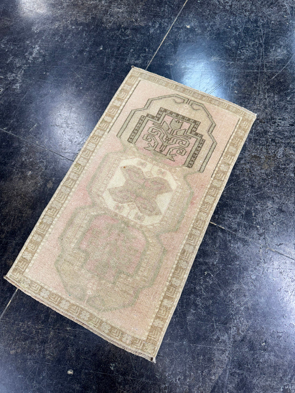 Turkish Mini Rug Oriental Hand Knotted Vintage Rug  1'8'' x  2'10'' #12070