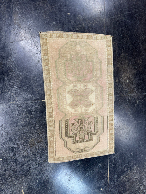 Turkish Mini Rug Oriental Hand Knotted Vintage Rug  1'8'' x  2'10'' #12070