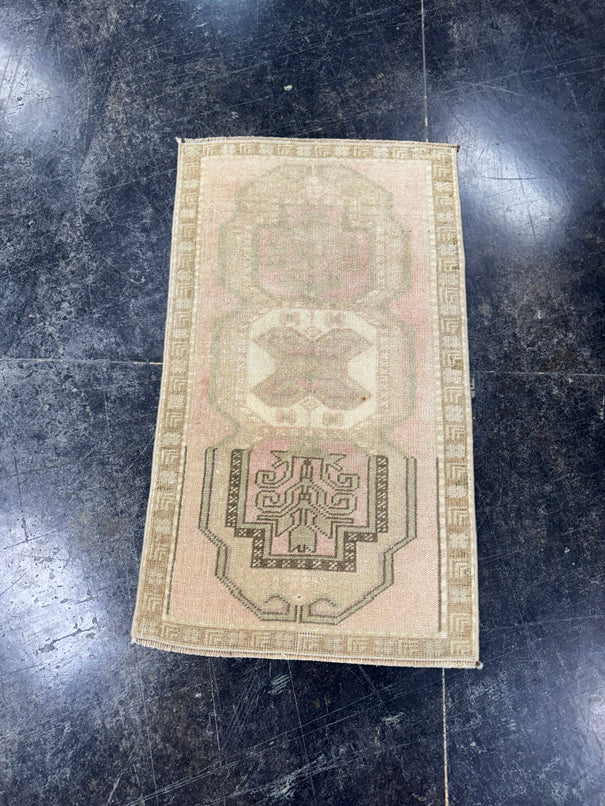 Turkish Mini Rug Oriental Hand Knotted Vintage Rug  1'8'' x  2'10'' #12070