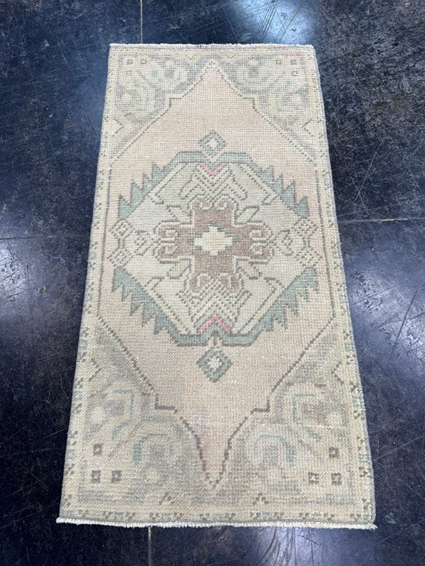 Turkish Mini Rug Oriental Hand Knotted Vintage Rug  1'6'' x  3' #12071