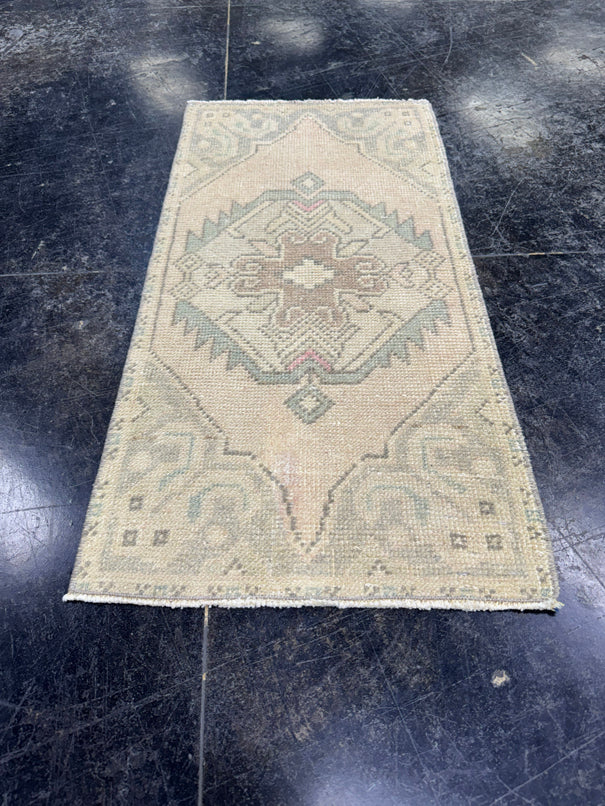 Turkish Mini Rug Oriental Hand Knotted Vintage Rug  1'6'' x  3' #12071