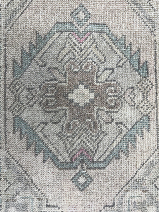 Turkish Mini Rug Oriental Hand Knotted Vintage Rug  1'6'' x  3' #12071