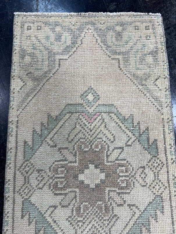 Turkish Mini Rug Oriental Hand Knotted Vintage Rug  1'6'' x  3' #12071