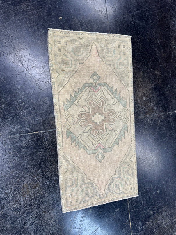 Turkish Mini Rug Oriental Hand Knotted Vintage Rug  1'6'' x  3' #12071