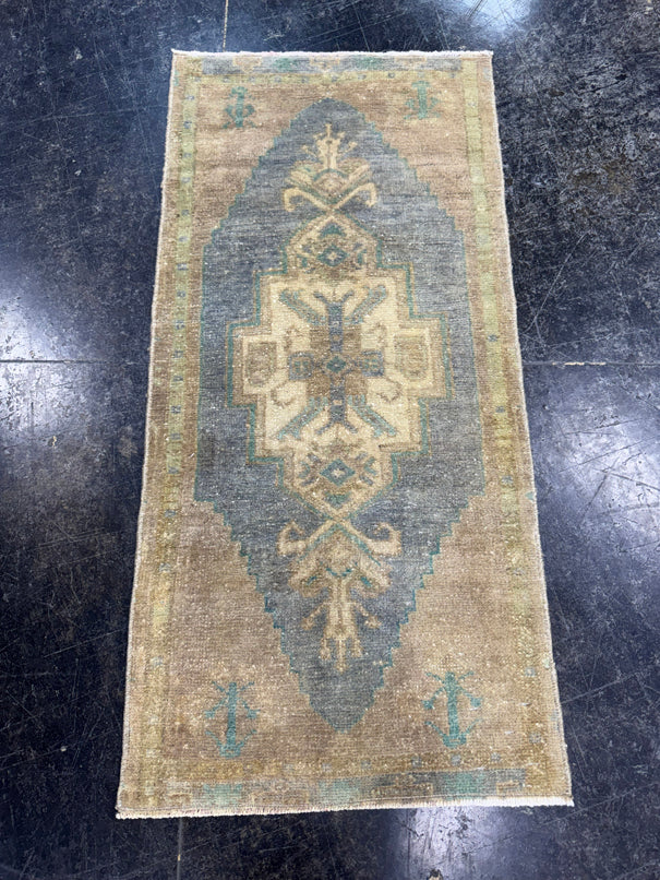 Turkish Mini Rug Oriental Hand Knotted Vintage Rug  1'6'' x  3'2'' #12065