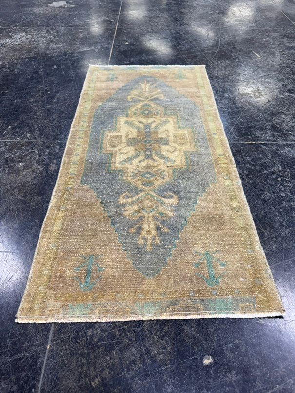 Turkish Mini Rug Oriental Hand Knotted Vintage Rug  1'6'' x  3'2'' #12065