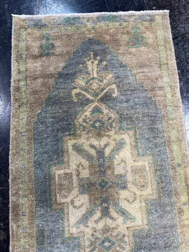 Turkish Mini Rug Oriental Hand Knotted Vintage Rug  1'6'' x  3'2'' #12065
